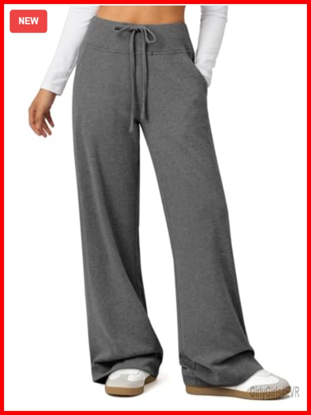 Wide Leg Baggy Sweatpants for Women High Waisted Drawstring Pockets Lounge